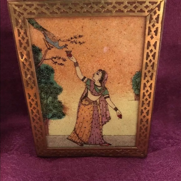 Set Of 2 Indian Hand Made Hand Crafted Brass wood - Picture 3 of 8